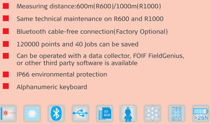 FOIF RTS100 series reflectorless total station 3400mAh Li-ion Rechargeable Battery FOIF RTS-102R10 price With Dual-axis 1