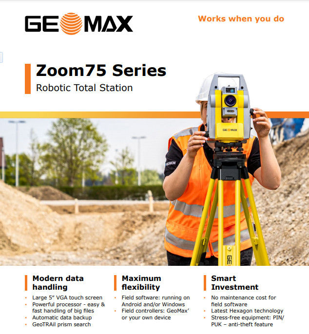 GeoMax Motor Total Station GeoMax Zoom75 With Leica Captivate Software System Total Station In Stock 0